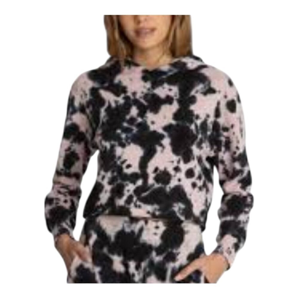 525 America Tie Dye Pink Black Hoodie Medium Cropped Athleisure 100% Cotton NWT